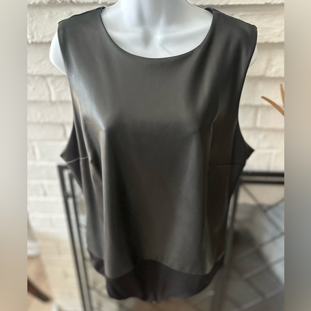 Express Black Faux Leather Sleeveless Bodysuit